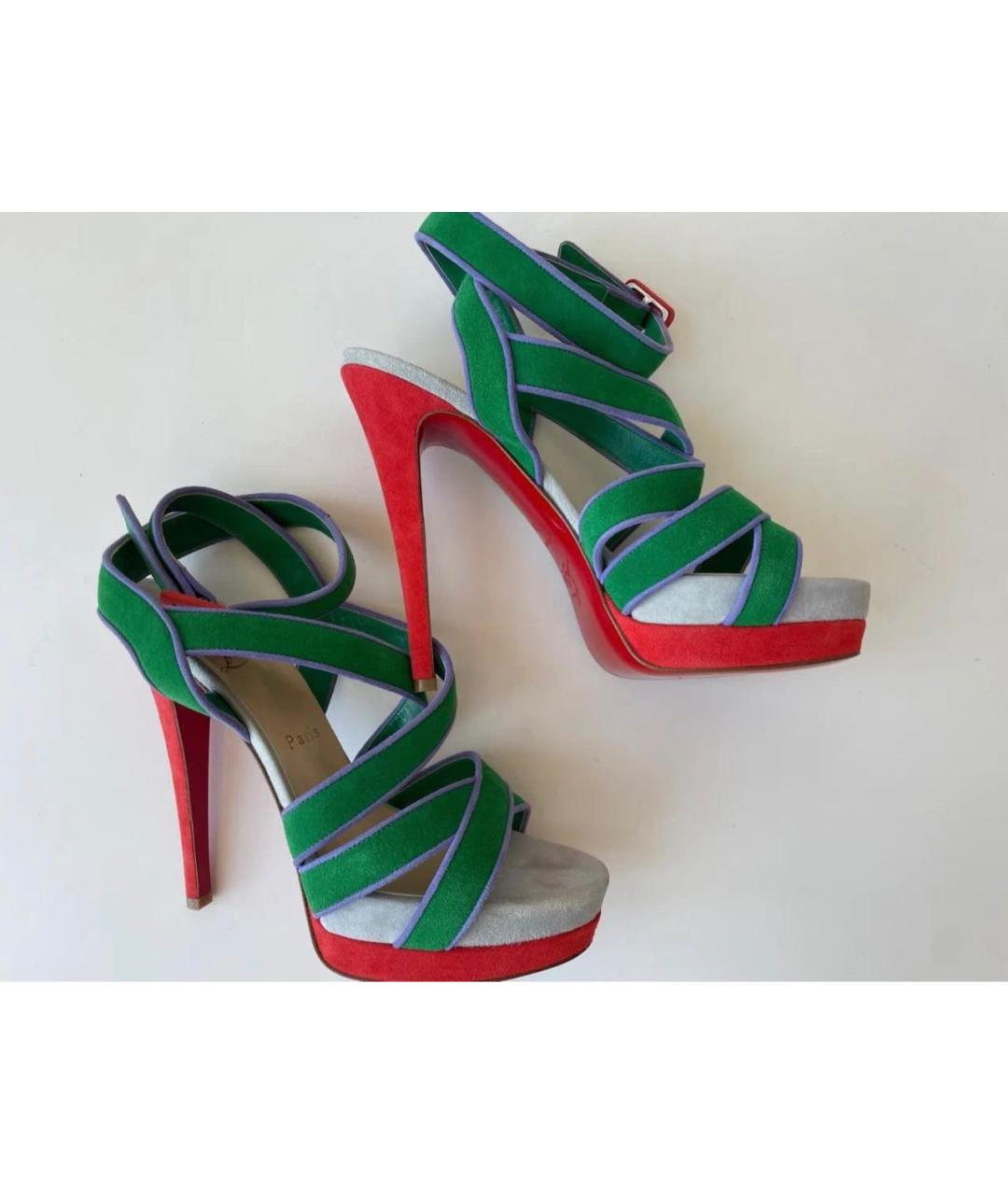 CHRISTIAN LOUBOUTIN Зеленые замшевые туфли, фото 8