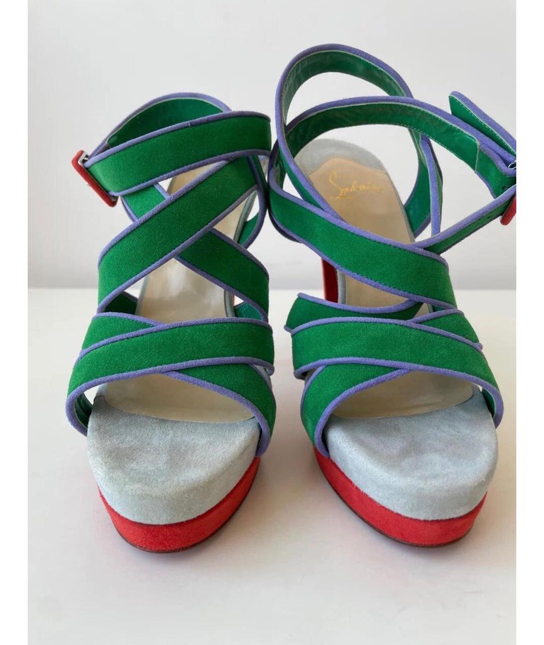 CHRISTIAN LOUBOUTIN Зеленые замшевые туфли, фото 2