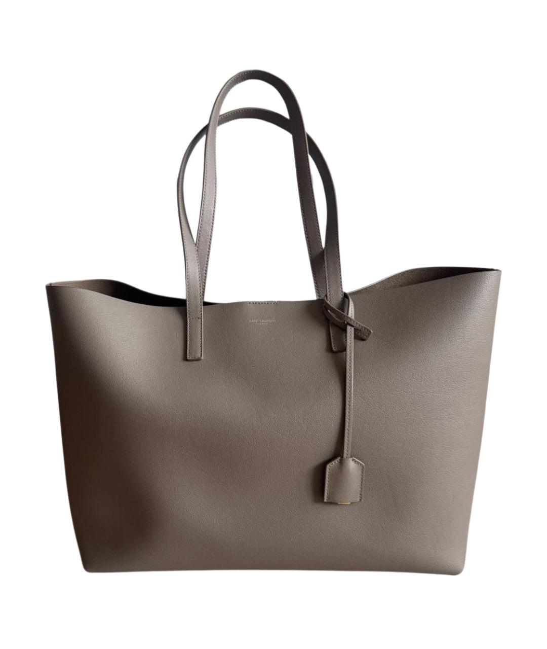 SAINT LAURENT Бежевая кожаная сумка тоут, фото 1