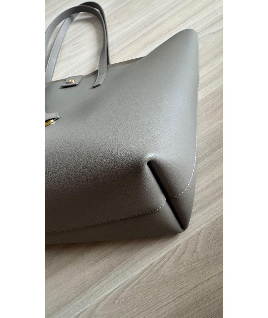 SAINT LAURENT Бежевая кожаная сумка тоут, фото 3