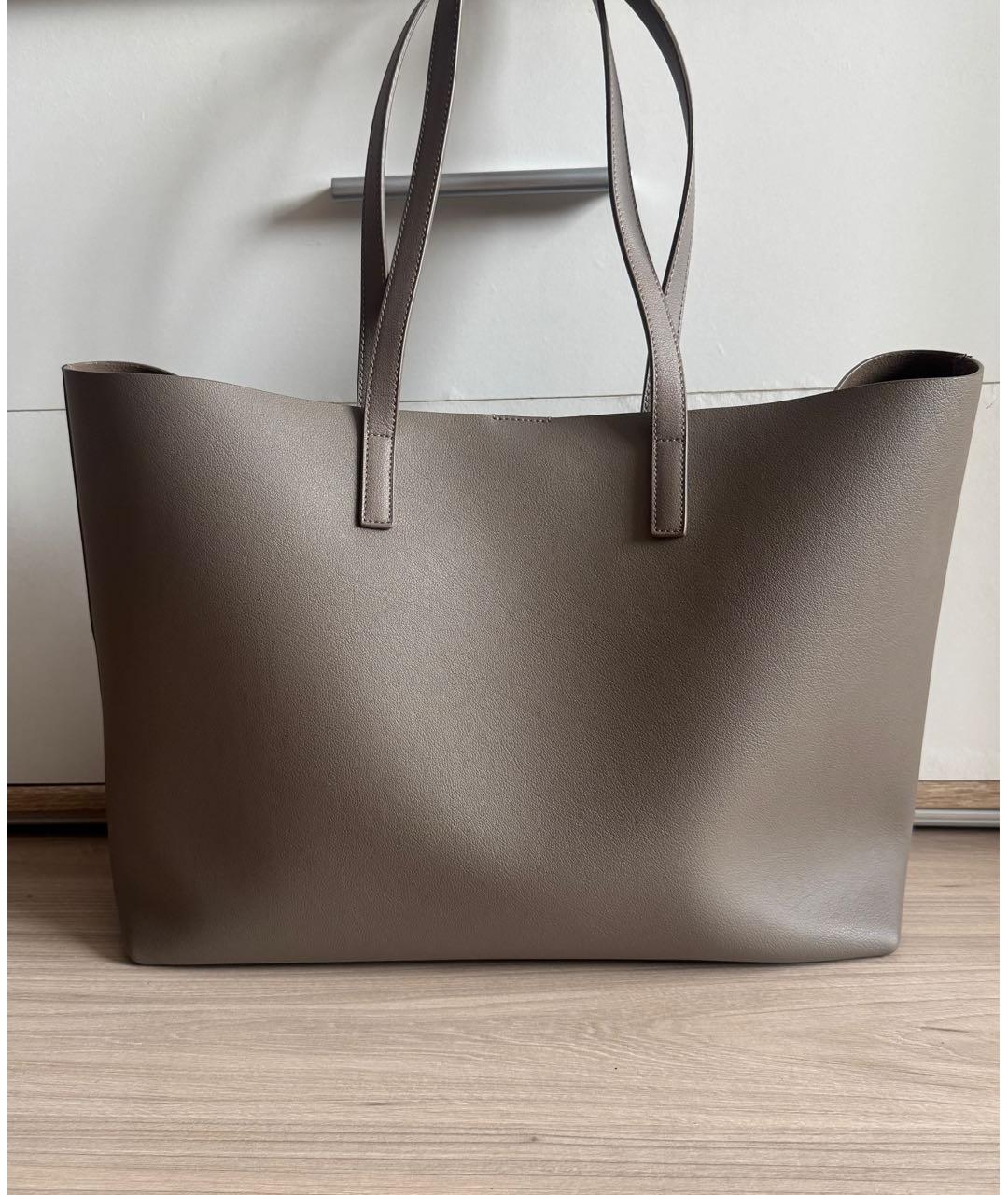 SAINT LAURENT Бежевая кожаная сумка тоут, фото 2