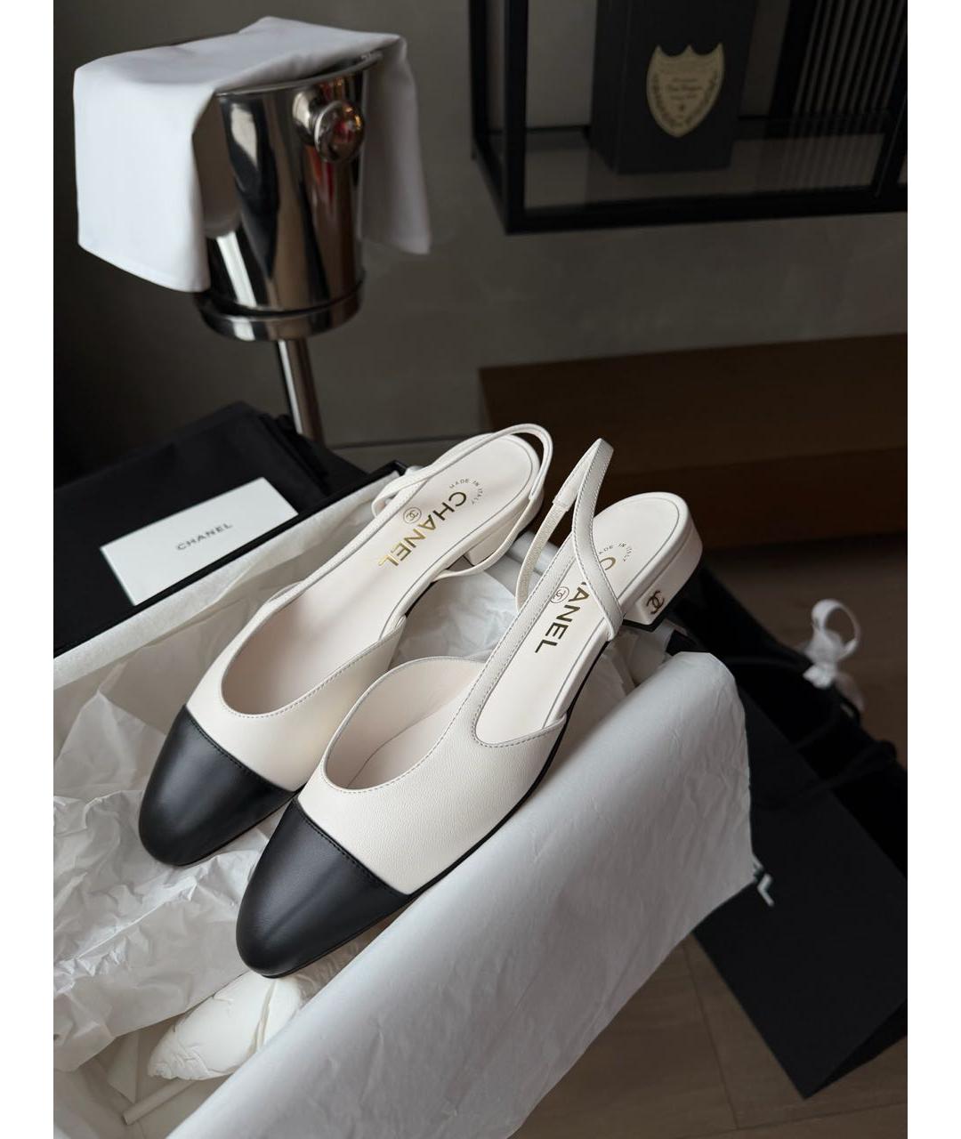 CHANEL Белые кожаные туфли, фото 4