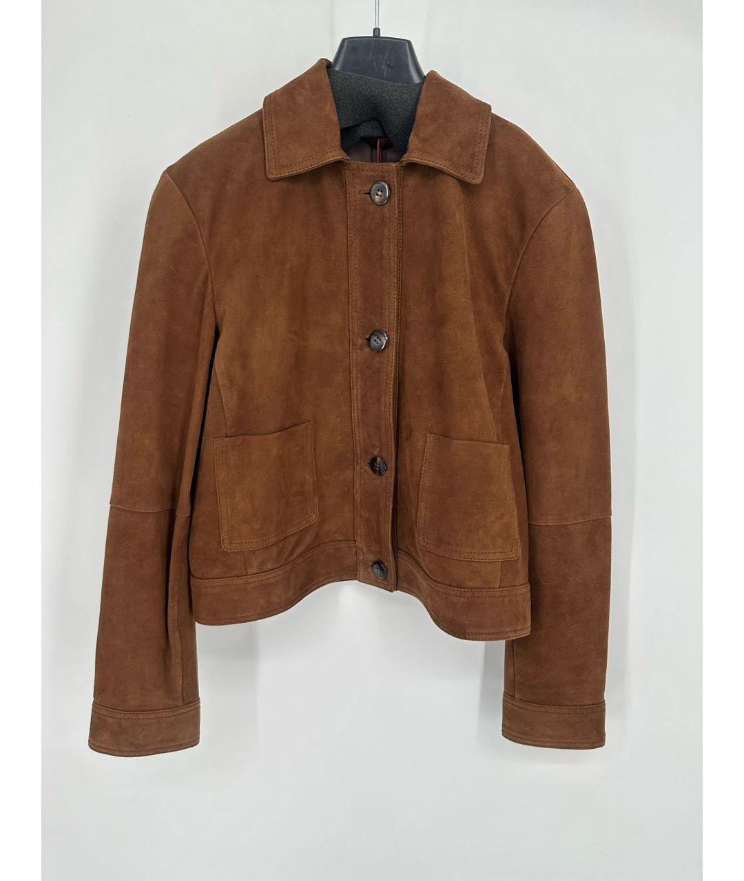 MAX MARA STUDIO Коричневая замшевая куртка, фото 2