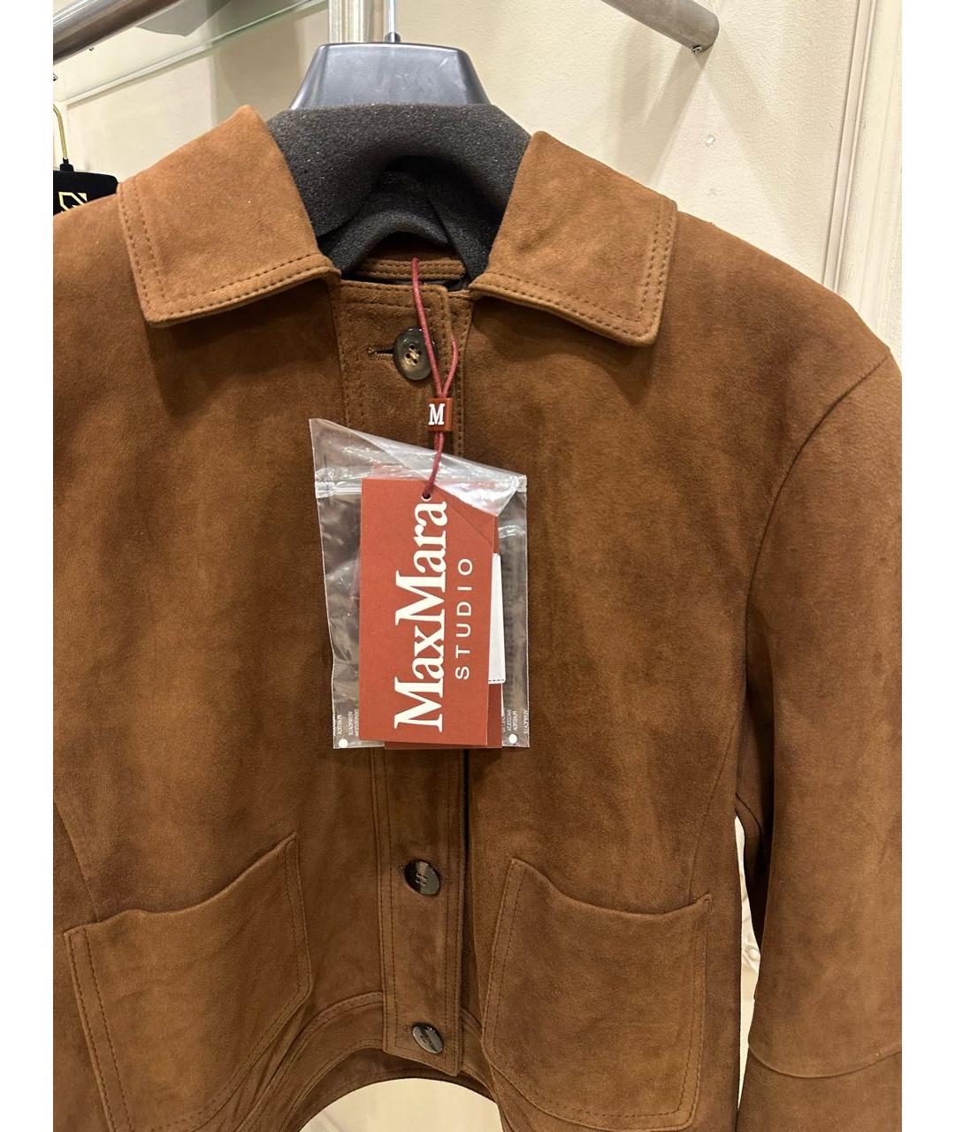 MAX MARA STUDIO Коричневая замшевая куртка, фото 4