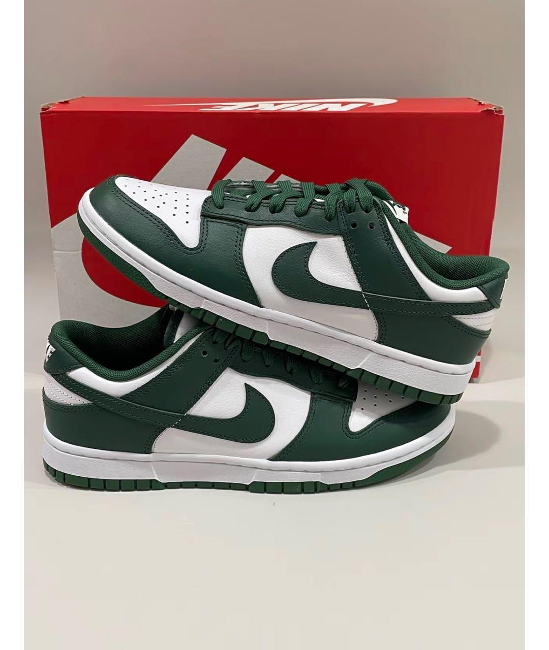 NIKE Зеленые кожаные низкие кроссовки / кеды, фото 6