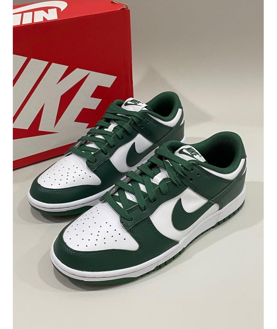 NIKE Зеленые кожаные низкие кроссовки / кеды, фото 4