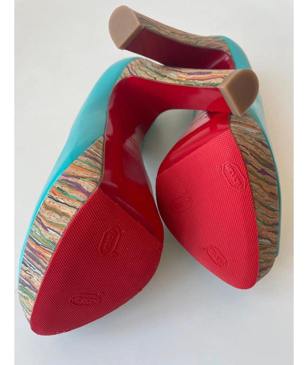 CHRISTIAN LOUBOUTIN Бирюзовые туфли из лакированной кожи, фото 6