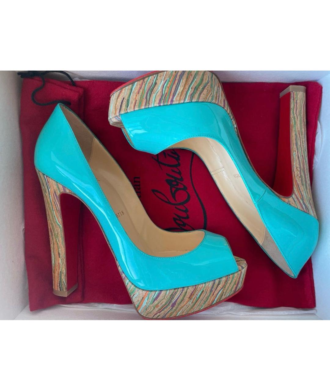 CHRISTIAN LOUBOUTIN Бирюзовые туфли из лакированной кожи, фото 7