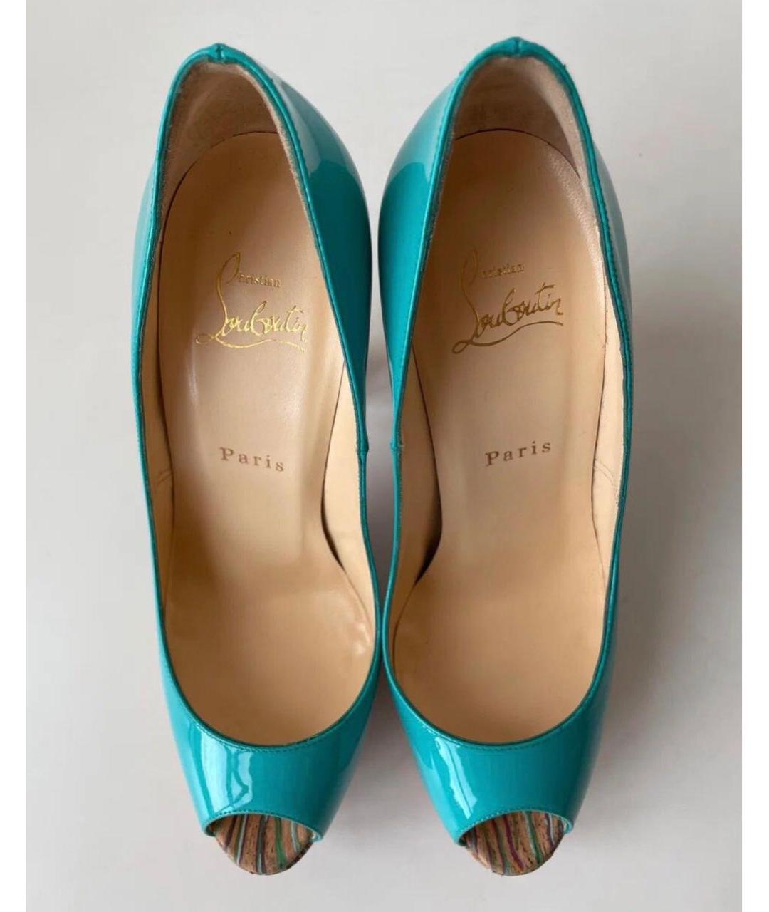 CHRISTIAN LOUBOUTIN Бирюзовые туфли из лакированной кожи, фото 4