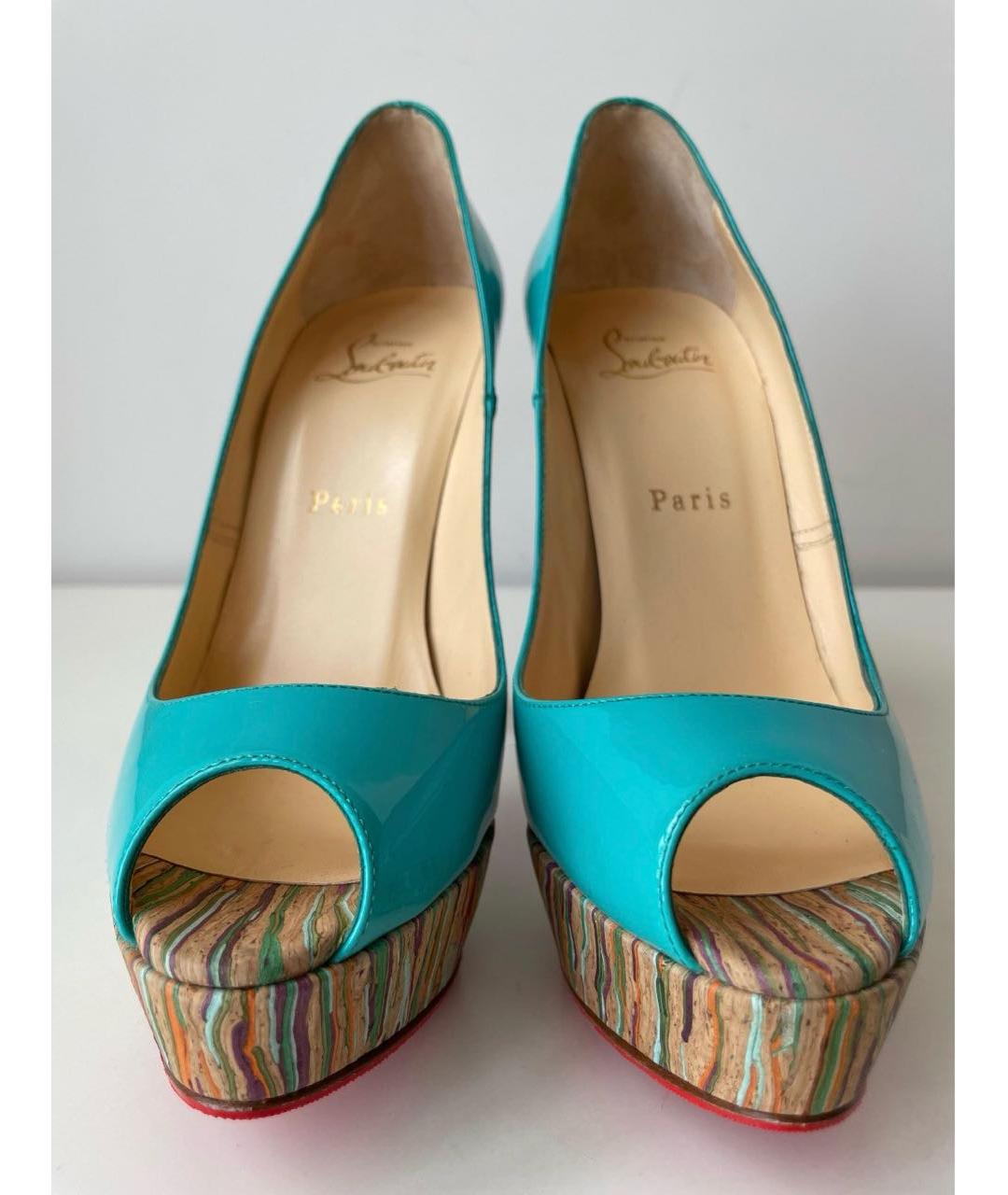 CHRISTIAN LOUBOUTIN Бирюзовые туфли из лакированной кожи, фото 3