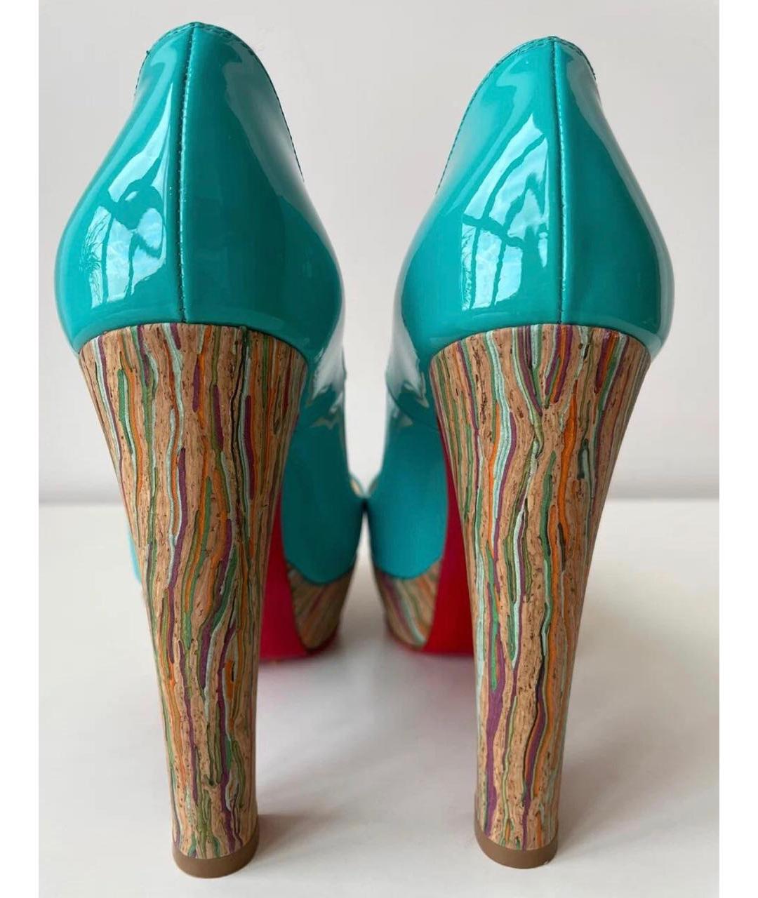 CHRISTIAN LOUBOUTIN Бирюзовые туфли из лакированной кожи, фото 2