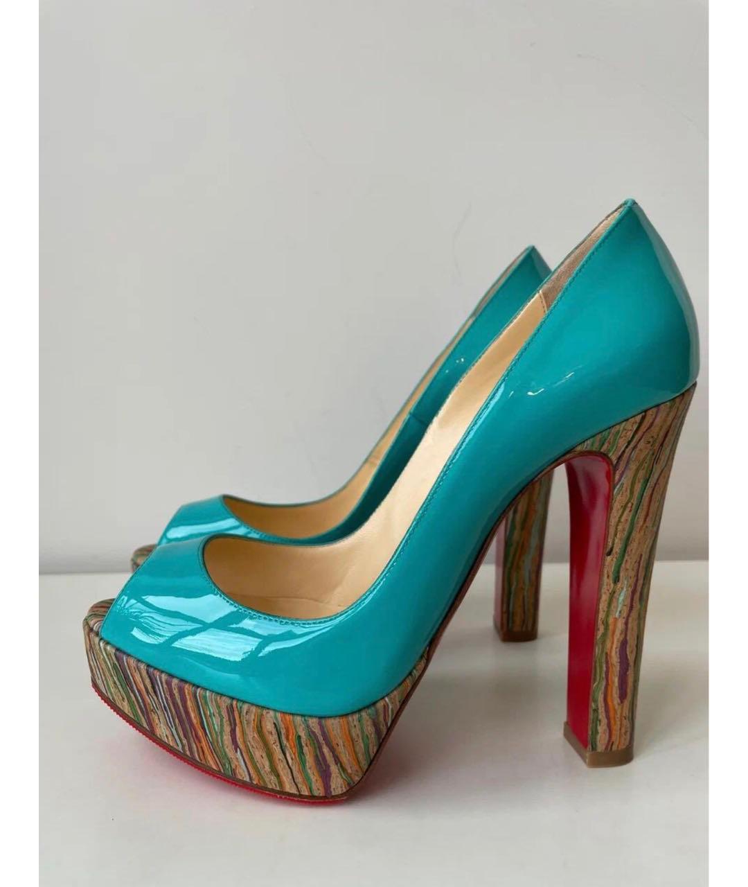 CHRISTIAN LOUBOUTIN Бирюзовые туфли из лакированной кожи, фото 8