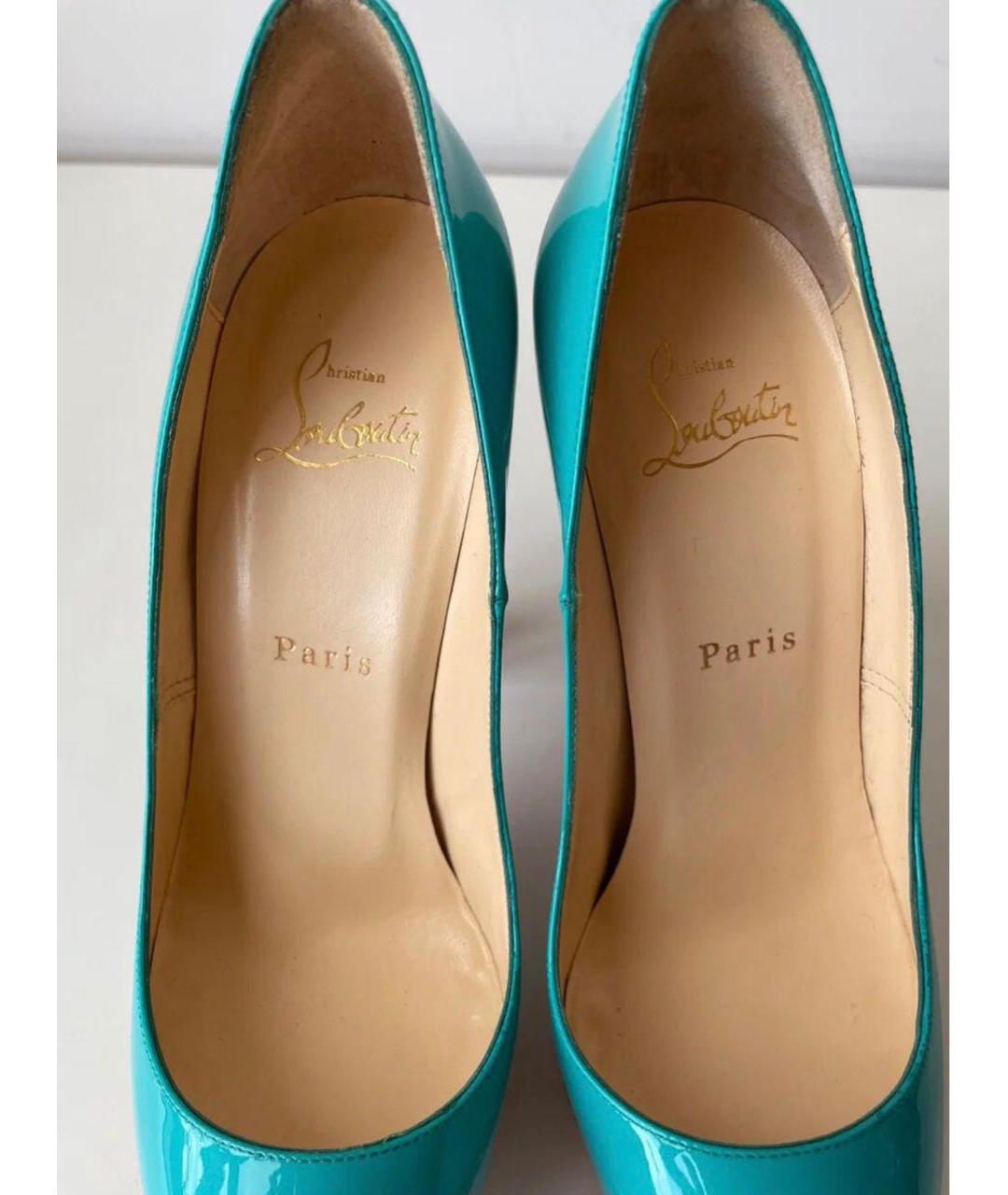 CHRISTIAN LOUBOUTIN Бирюзовые туфли из лакированной кожи, фото 5