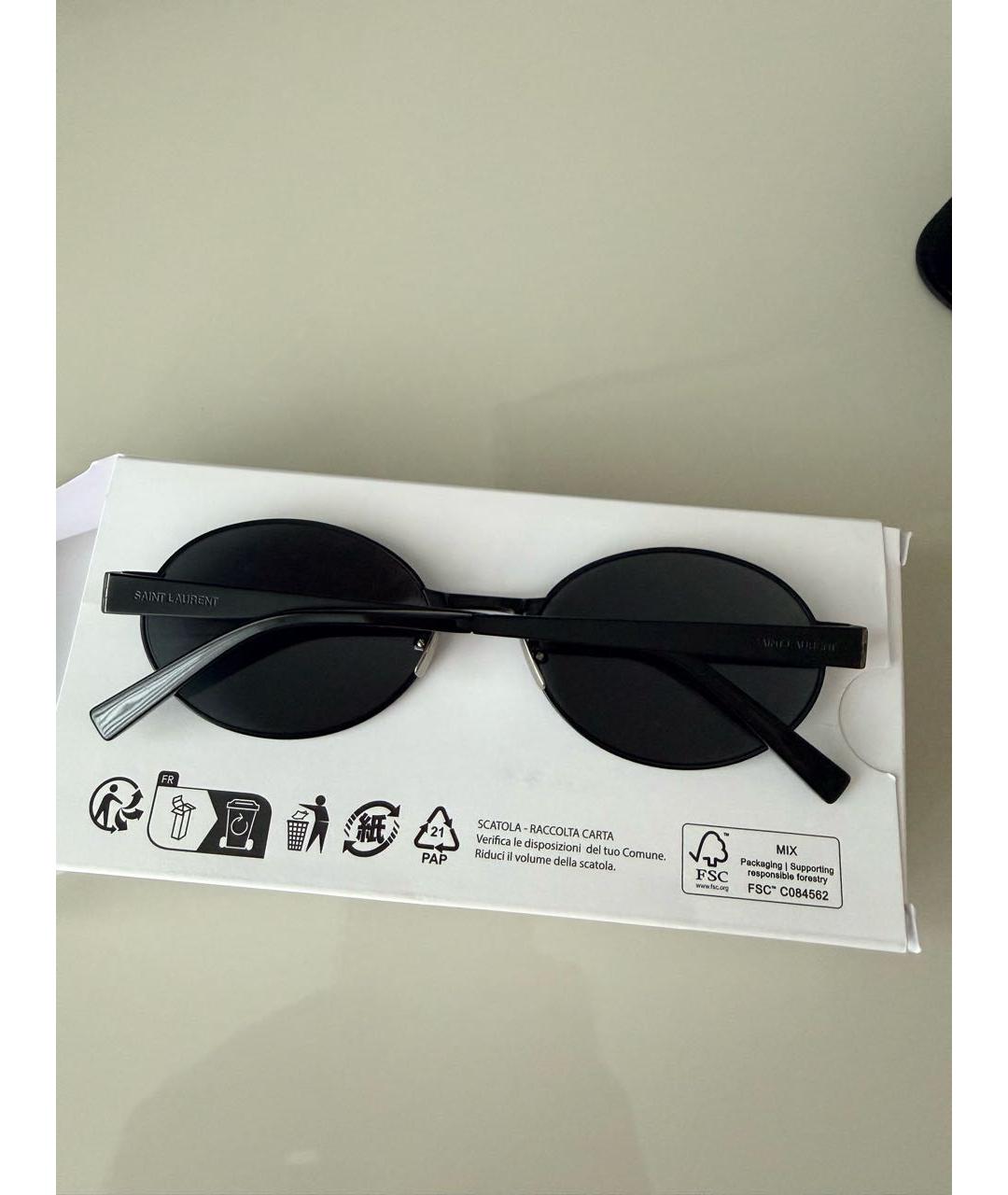 SAINT LAURENT Черные металлические солнцезащитные очки, фото 4