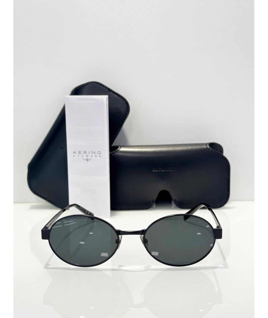 SAINT LAURENT Черные металлические солнцезащитные очки, фото 8