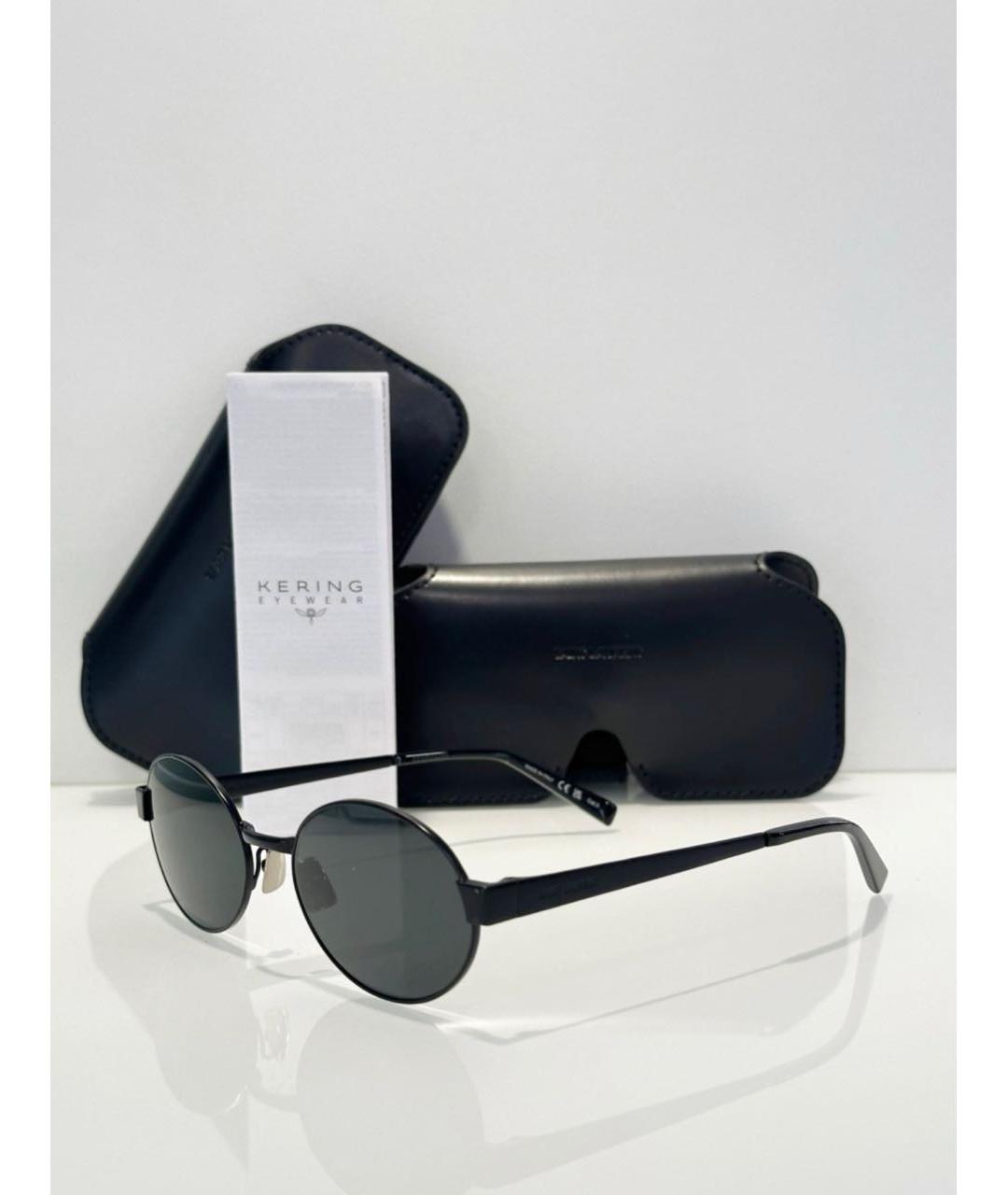 SAINT LAURENT Черные металлические солнцезащитные очки, фото 2