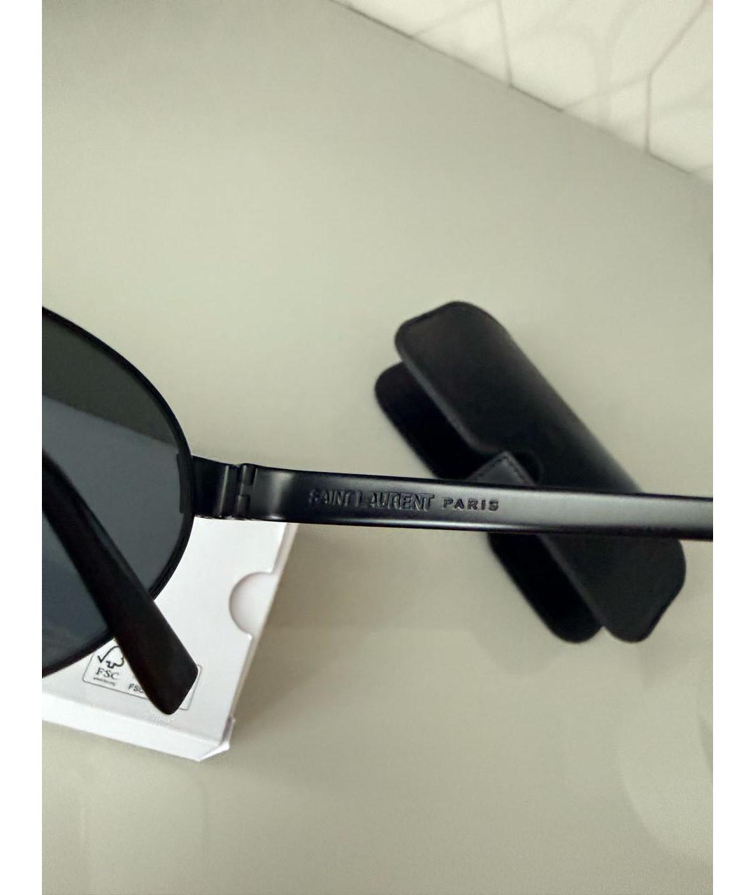 SAINT LAURENT Черные металлические солнцезащитные очки, фото 6