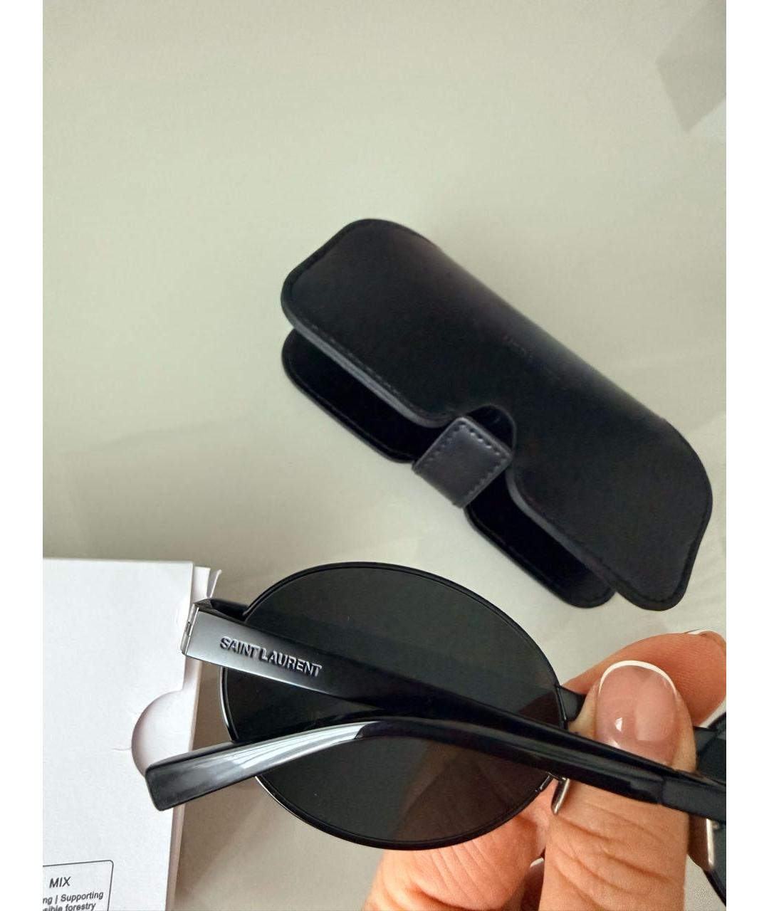 SAINT LAURENT Черные металлические солнцезащитные очки, фото 5