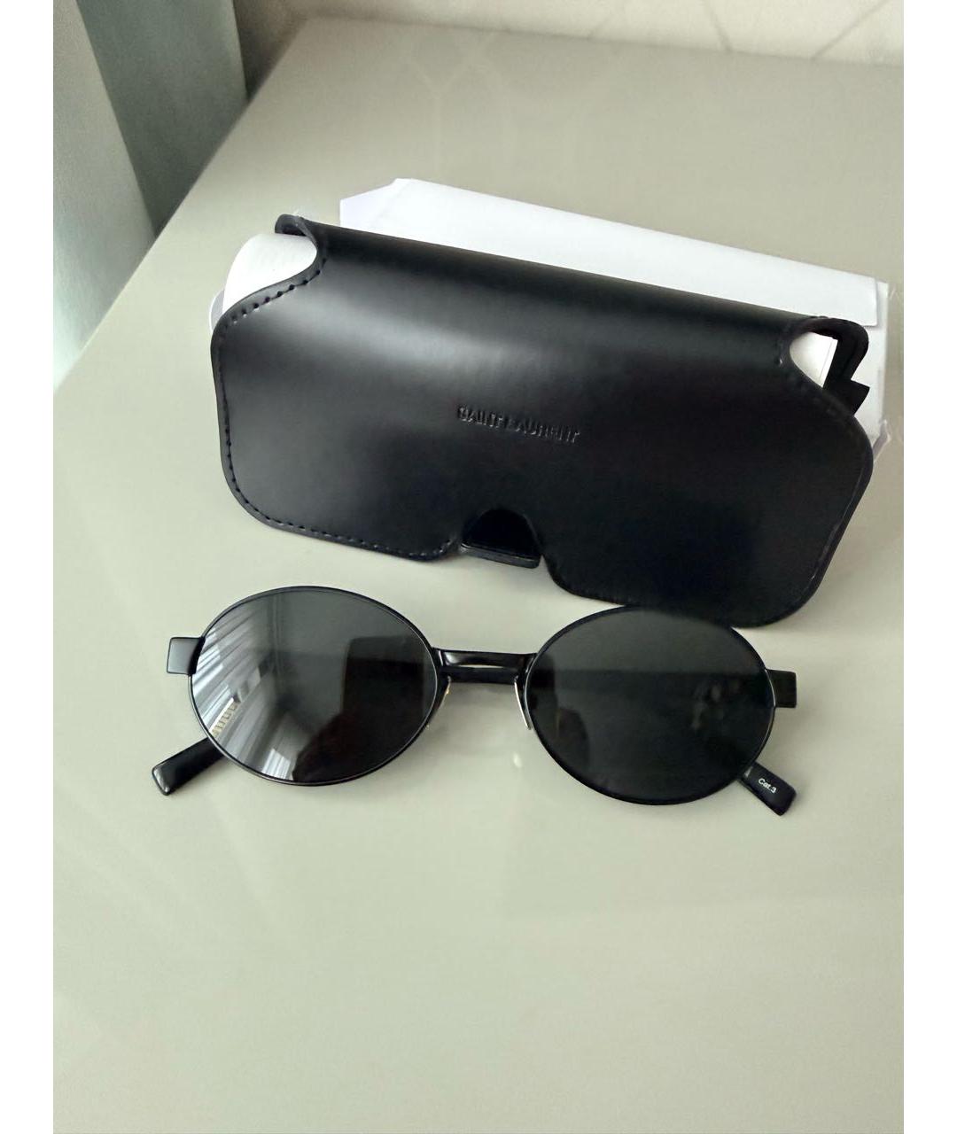 SAINT LAURENT Черные металлические солнцезащитные очки, фото 3