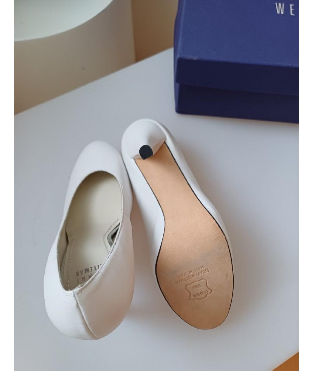 STUART WEITZMAN Белые кожаные туфли, фото 9