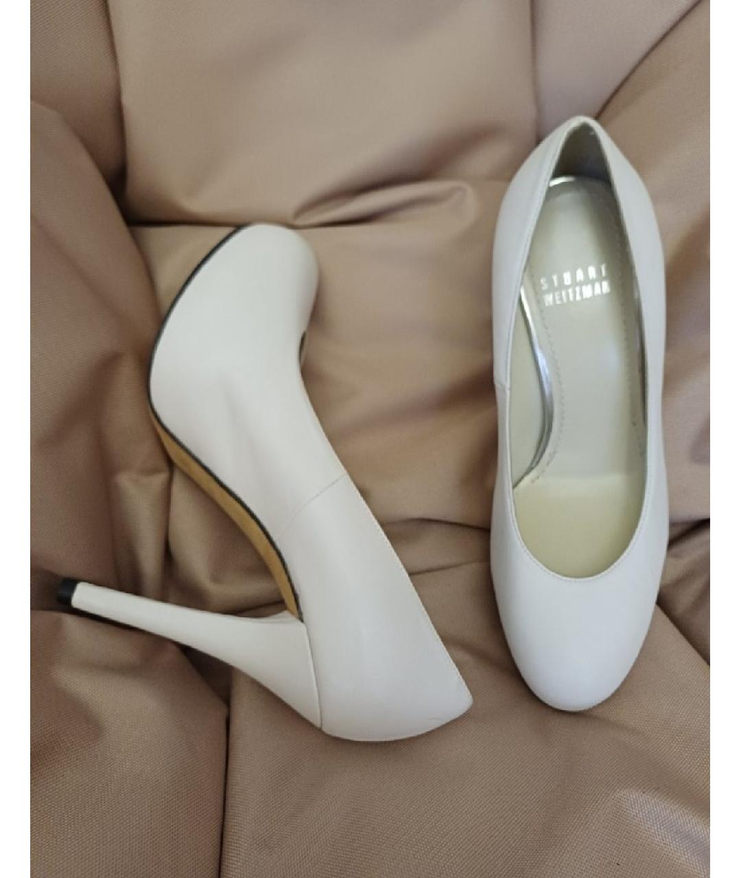 STUART WEITZMAN Белые кожаные туфли, фото 5