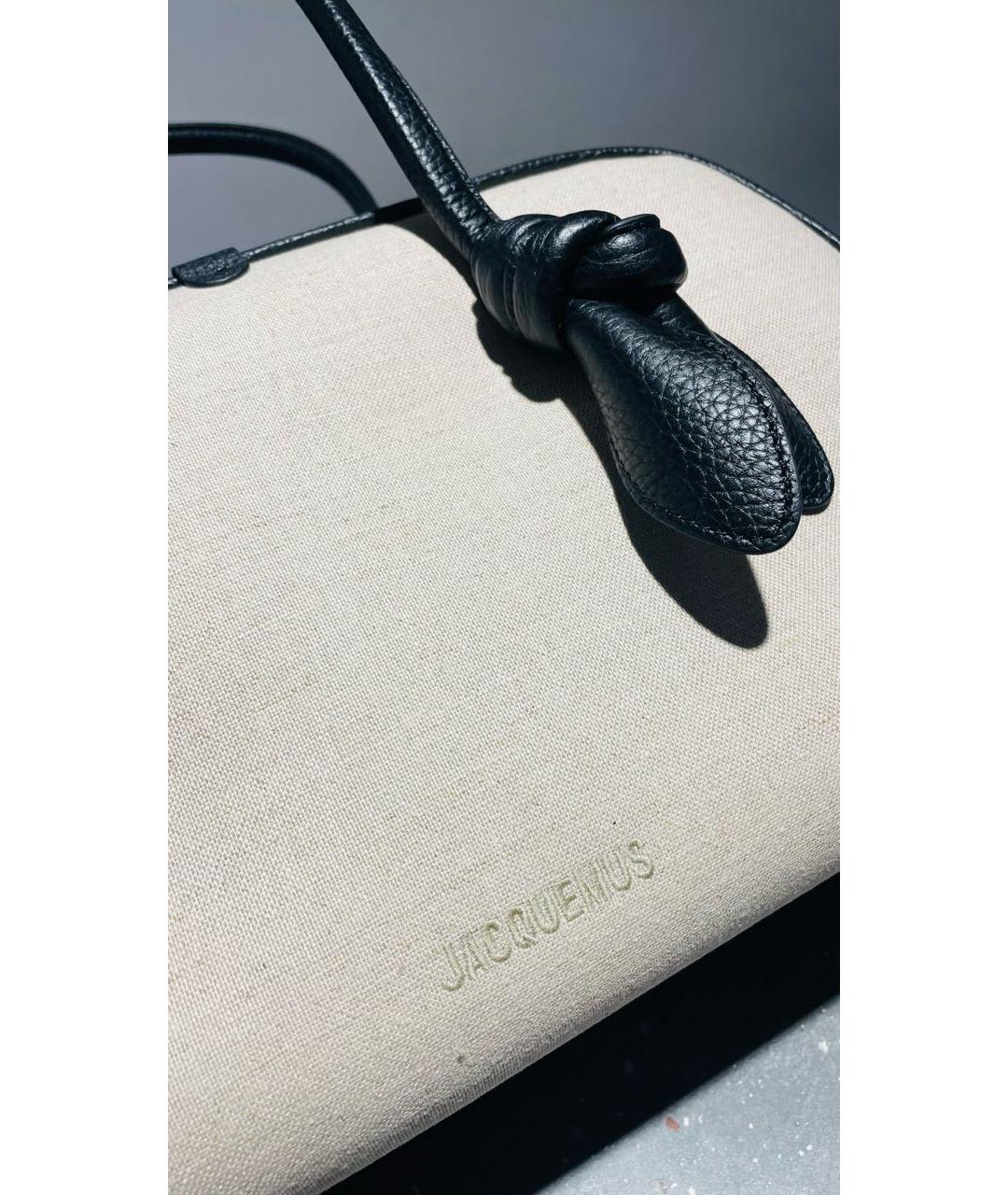 JACQUEMUS Бежевая тканевая сумка через плечо, фото 7