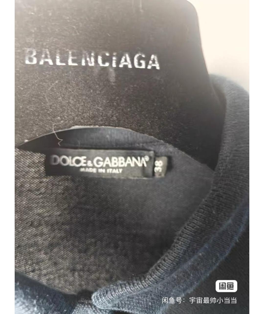 DOLCE&GABBANA Черное хлопковое поло с коротким рукавом, фото 3