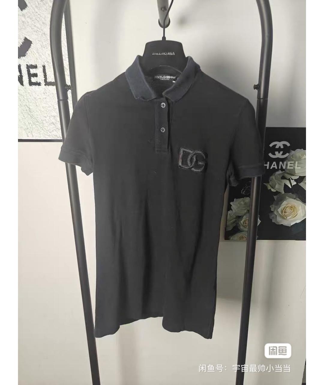 DOLCE&GABBANA Черное хлопковое поло с коротким рукавом, фото 5