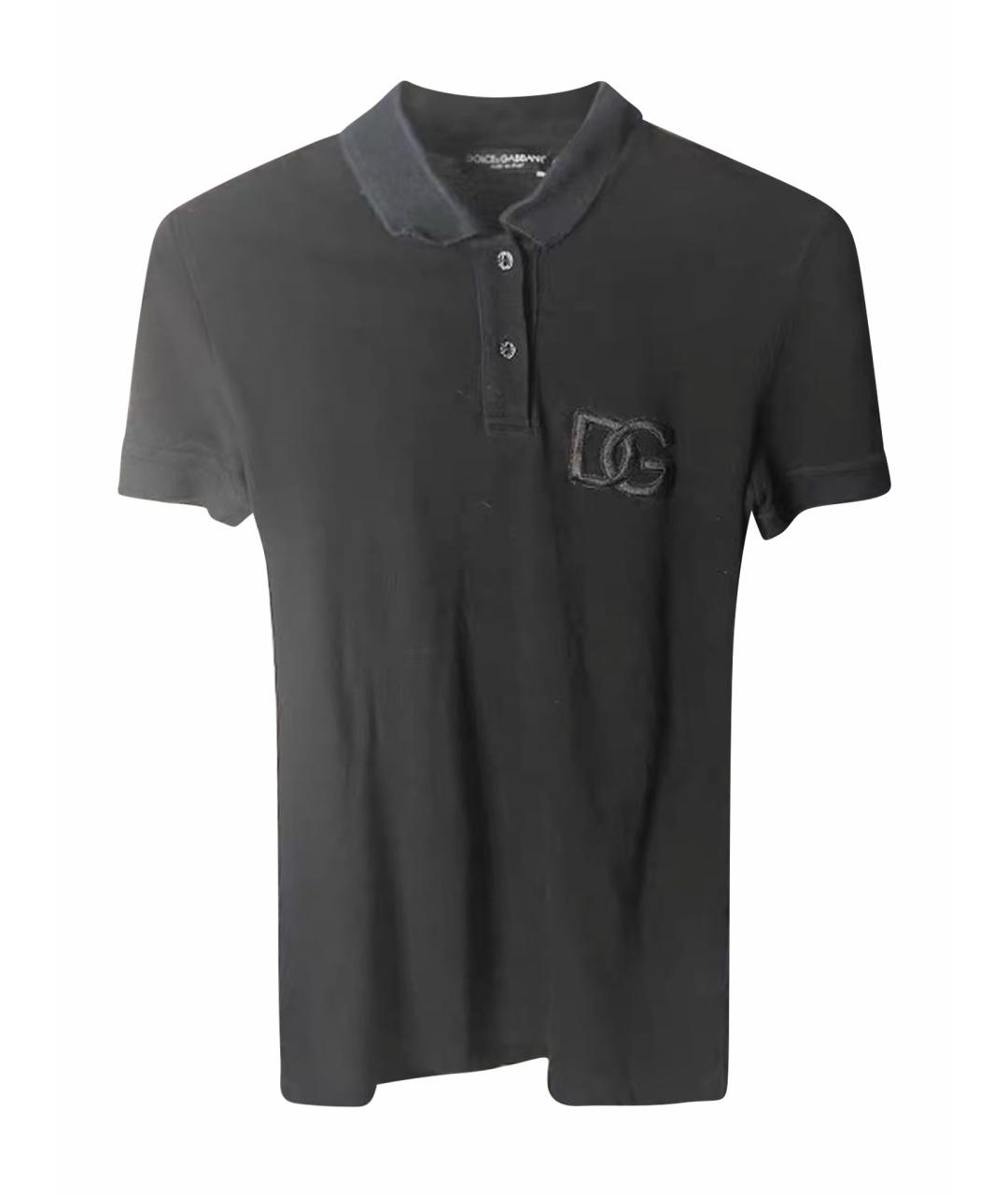 DOLCE&GABBANA Черное хлопковое поло с коротким рукавом, фото 1
