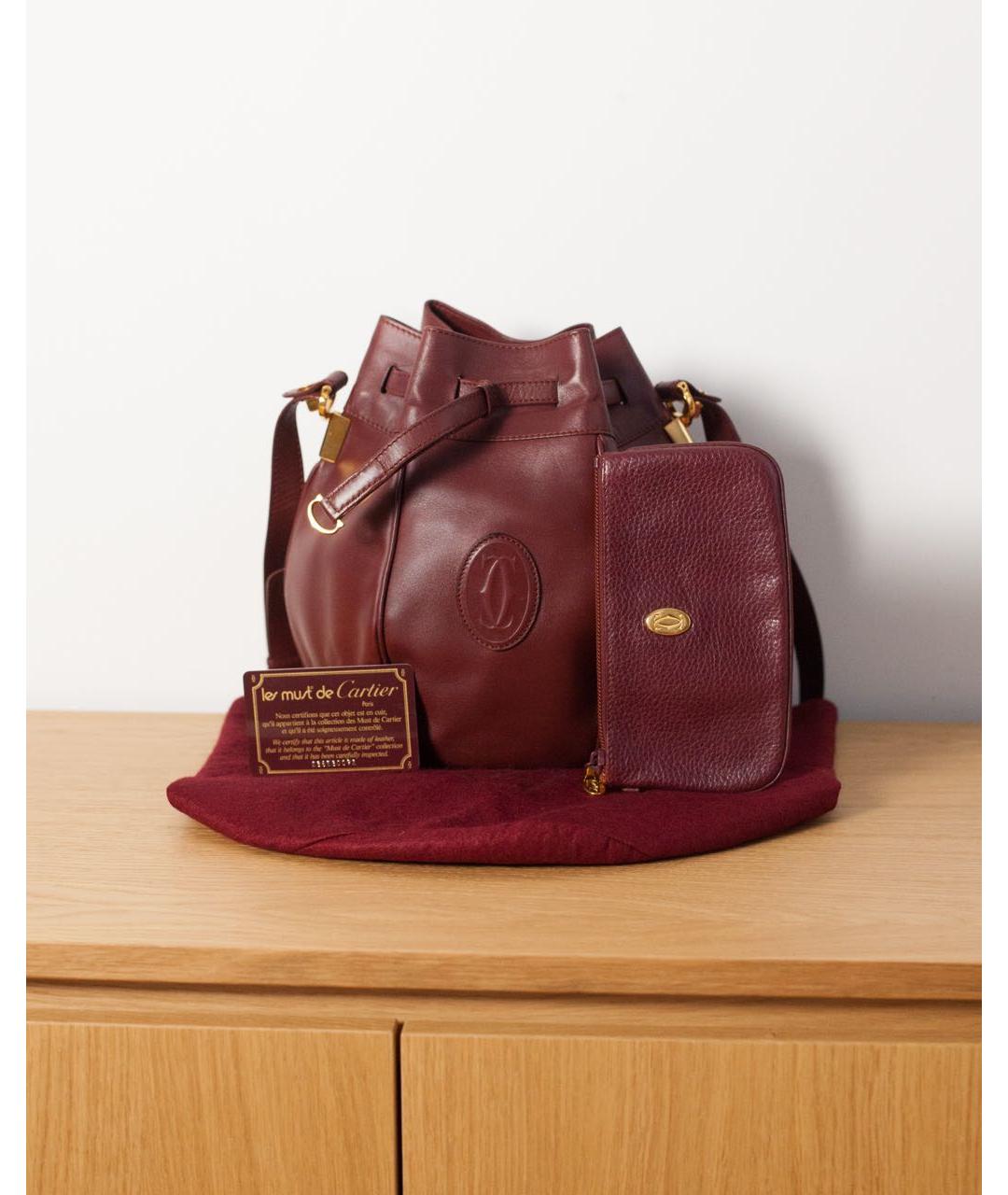 CARTIER Бордовая кожаная сумка через плечо, фото 2