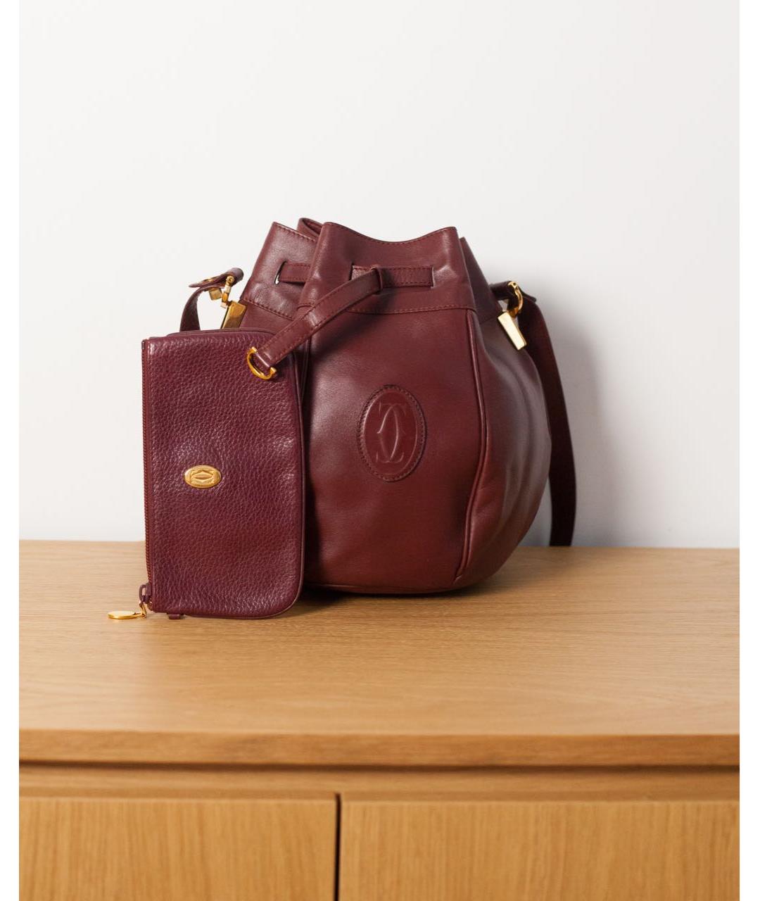 CARTIER Бордовая кожаная сумка через плечо, фото 9