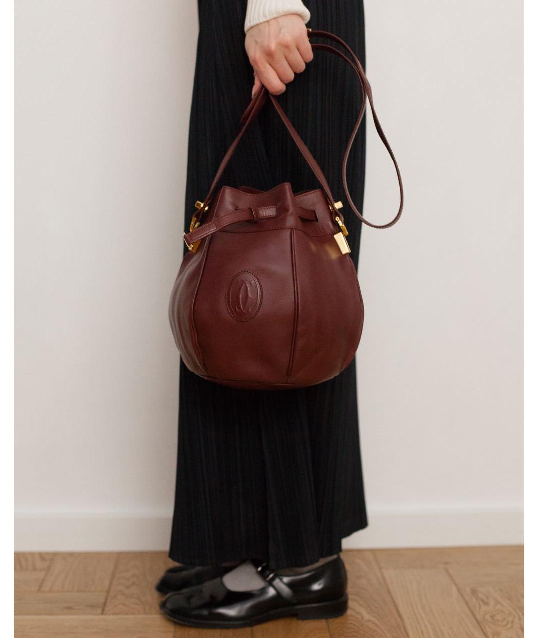 CARTIER Бордовая кожаная сумка через плечо, фото 4