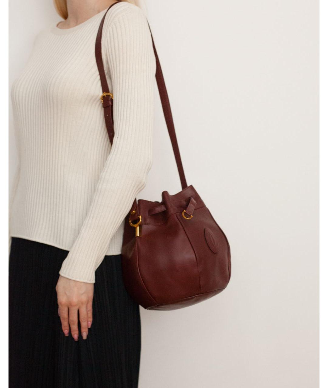 CARTIER Бордовая кожаная сумка через плечо, фото 3