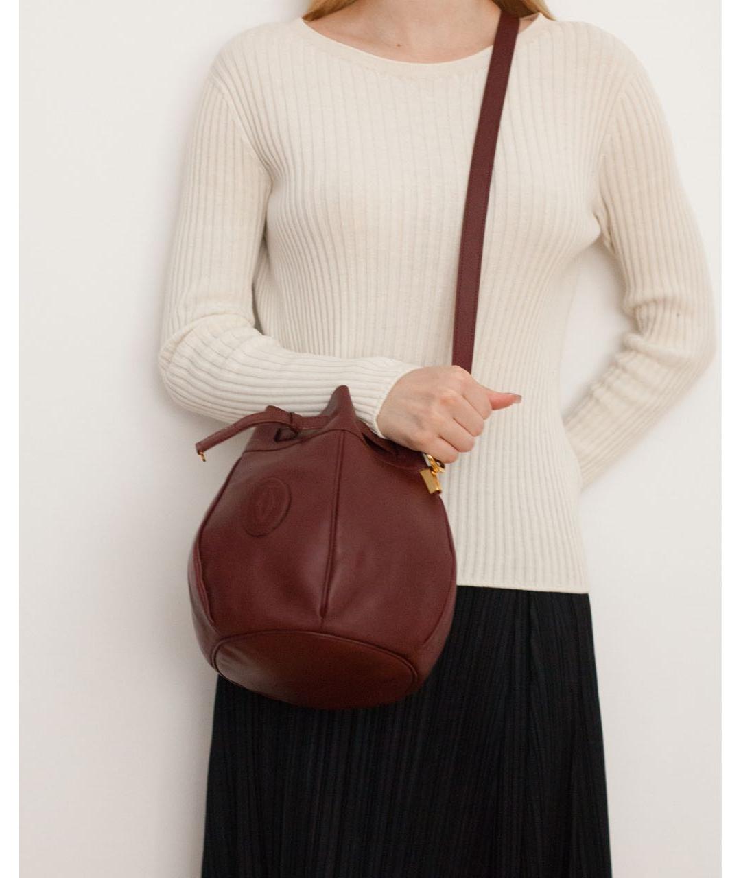 CARTIER Бордовая кожаная сумка через плечо, фото 5