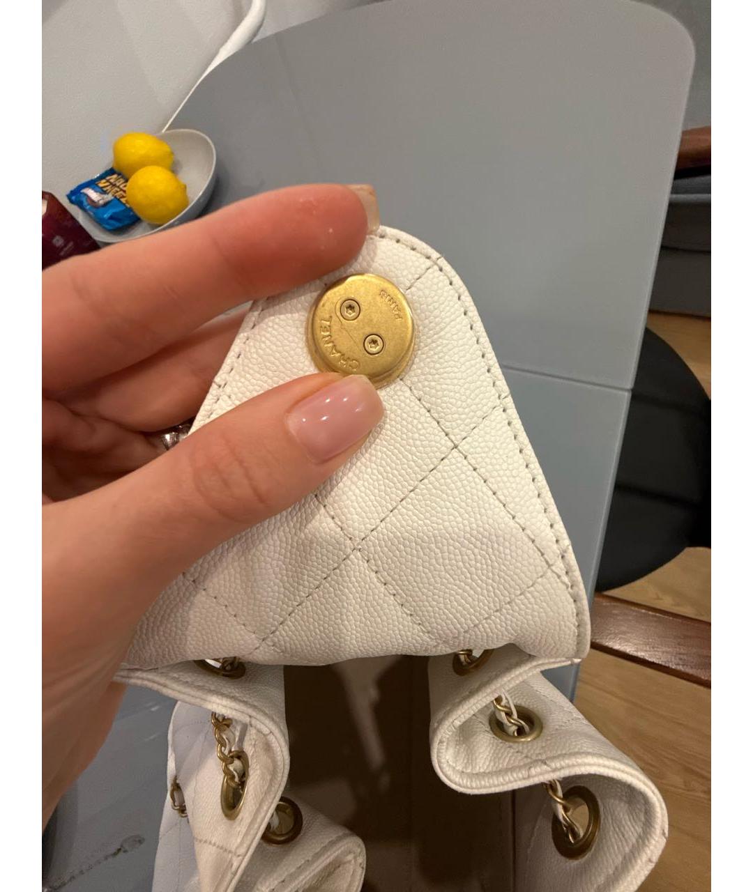 CHANEL Белая кожаная сумка через плечо, фото 6