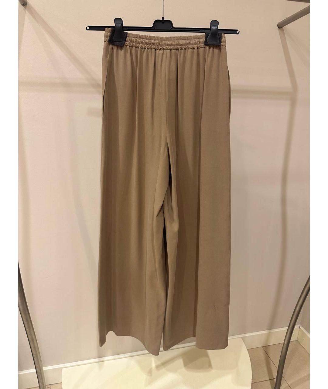 MAX MARA Бежевые шелковые брюки широкие, фото 2