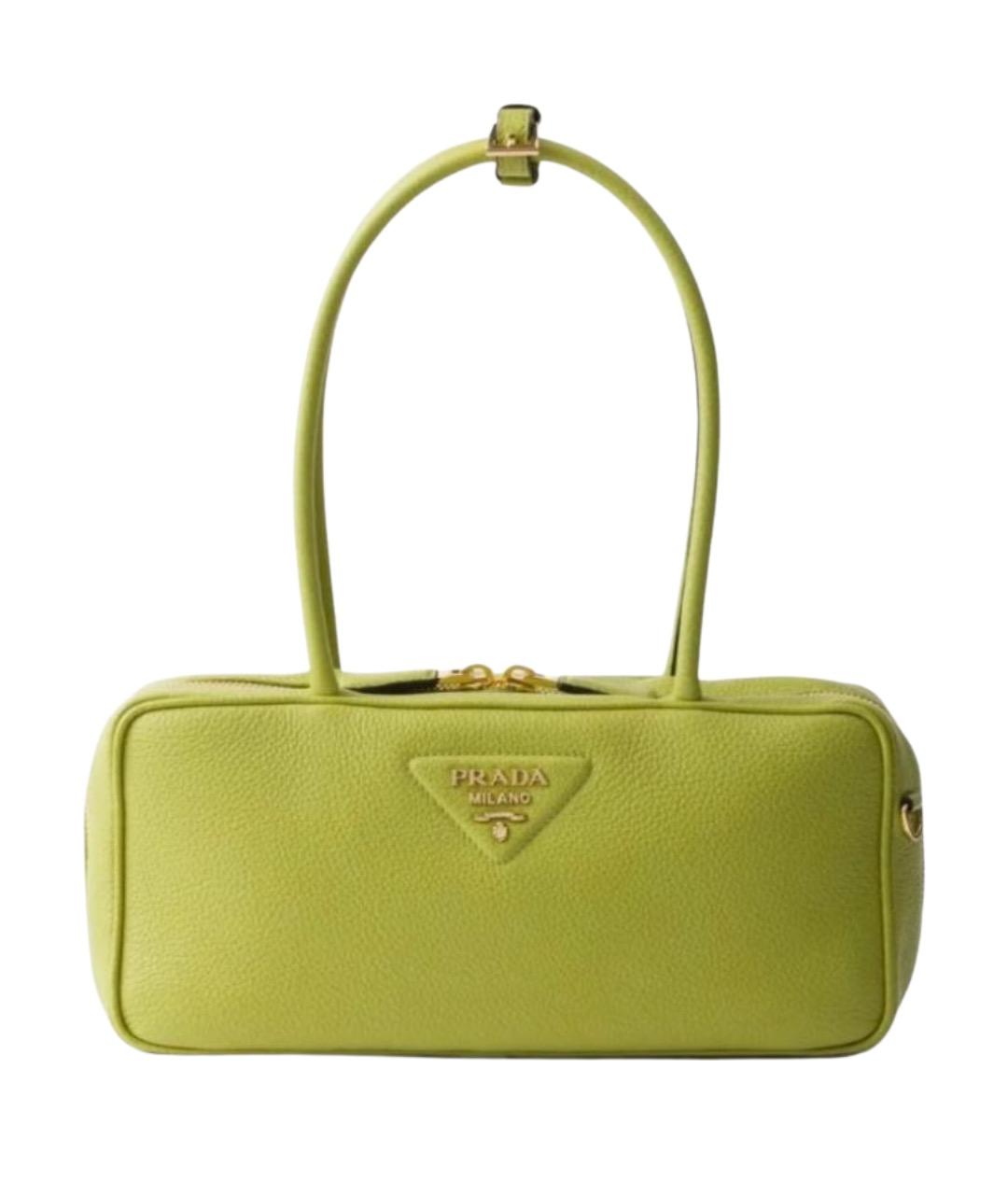 PRADA Салатовая кожаная сумка с короткими ручками, фото 1