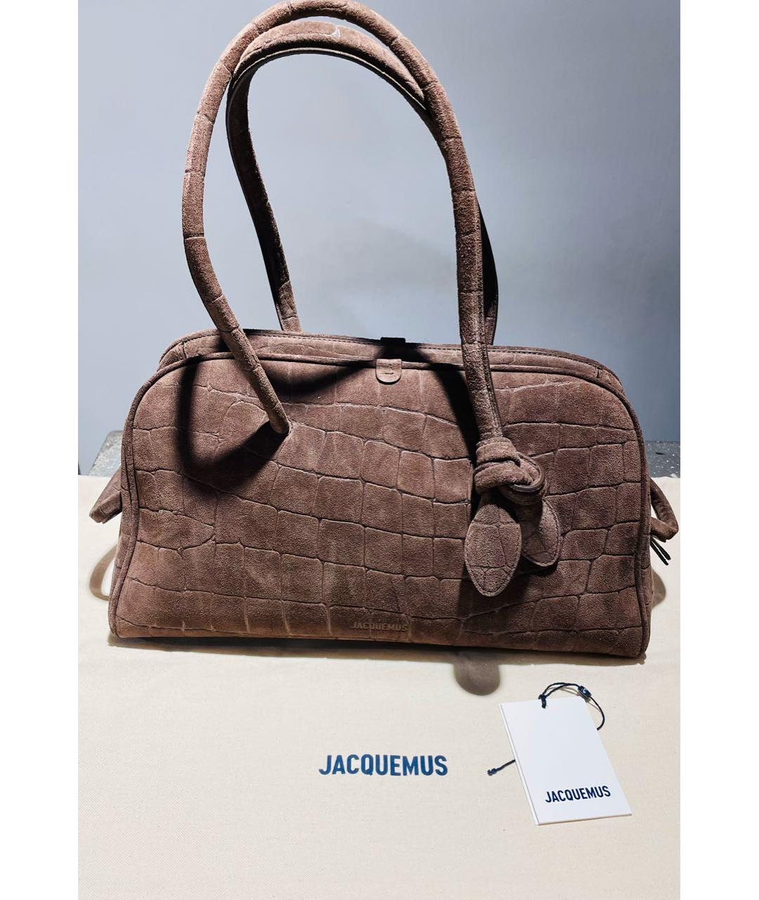 JACQUEMUS Коричневая замшевая сумка через плечо, фото 5