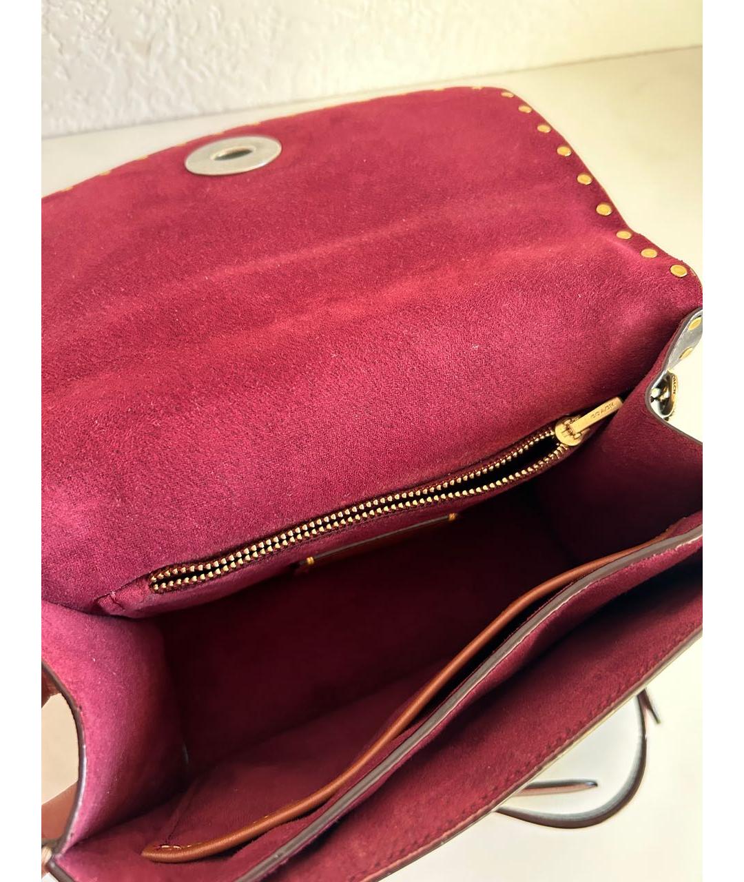 COACH Коричневая кожаная сумка через плечо, фото 6