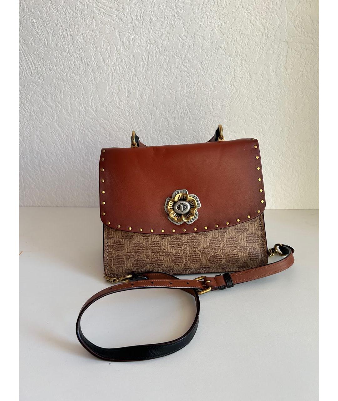 COACH Коричневая кожаная сумка через плечо, фото 8