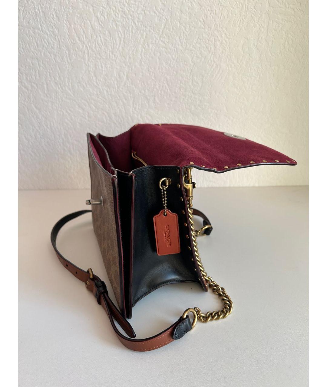 COACH Коричневая кожаная сумка через плечо, фото 3