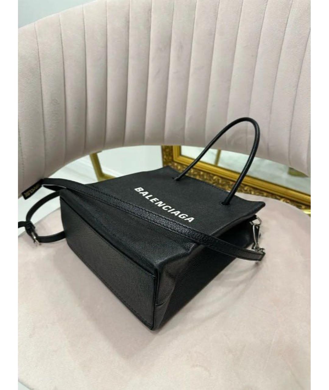 BALENCIAGA Черная кожаная сумка с короткими ручками, фото 2
