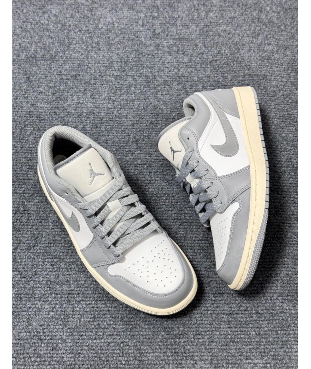 JORDAN Серые кожаные низкие кроссовки / кеды, фото 4