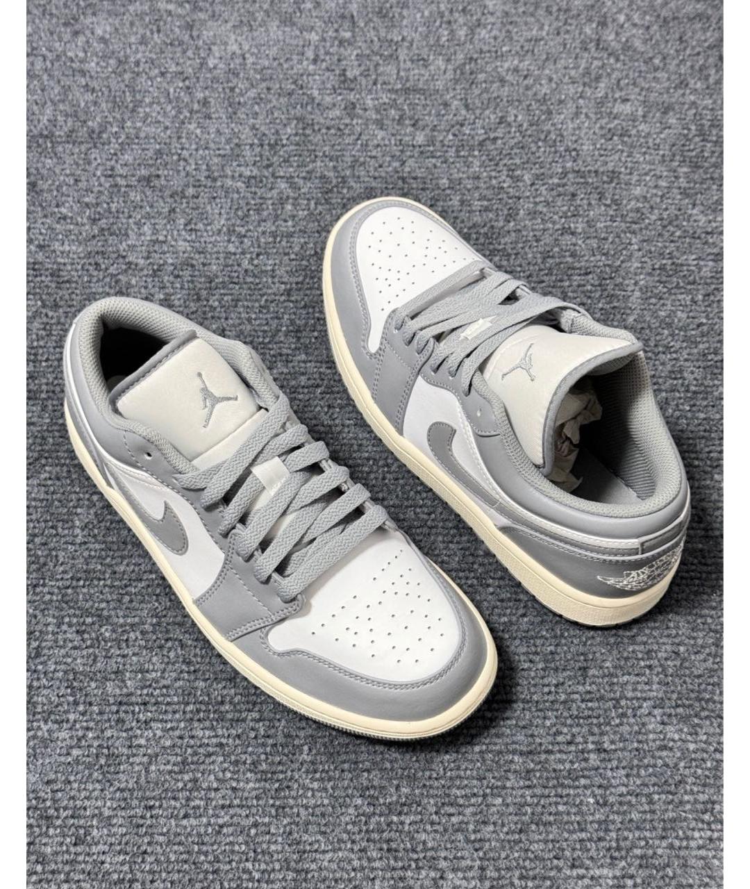 JORDAN Серые кожаные низкие кроссовки / кеды, фото 3