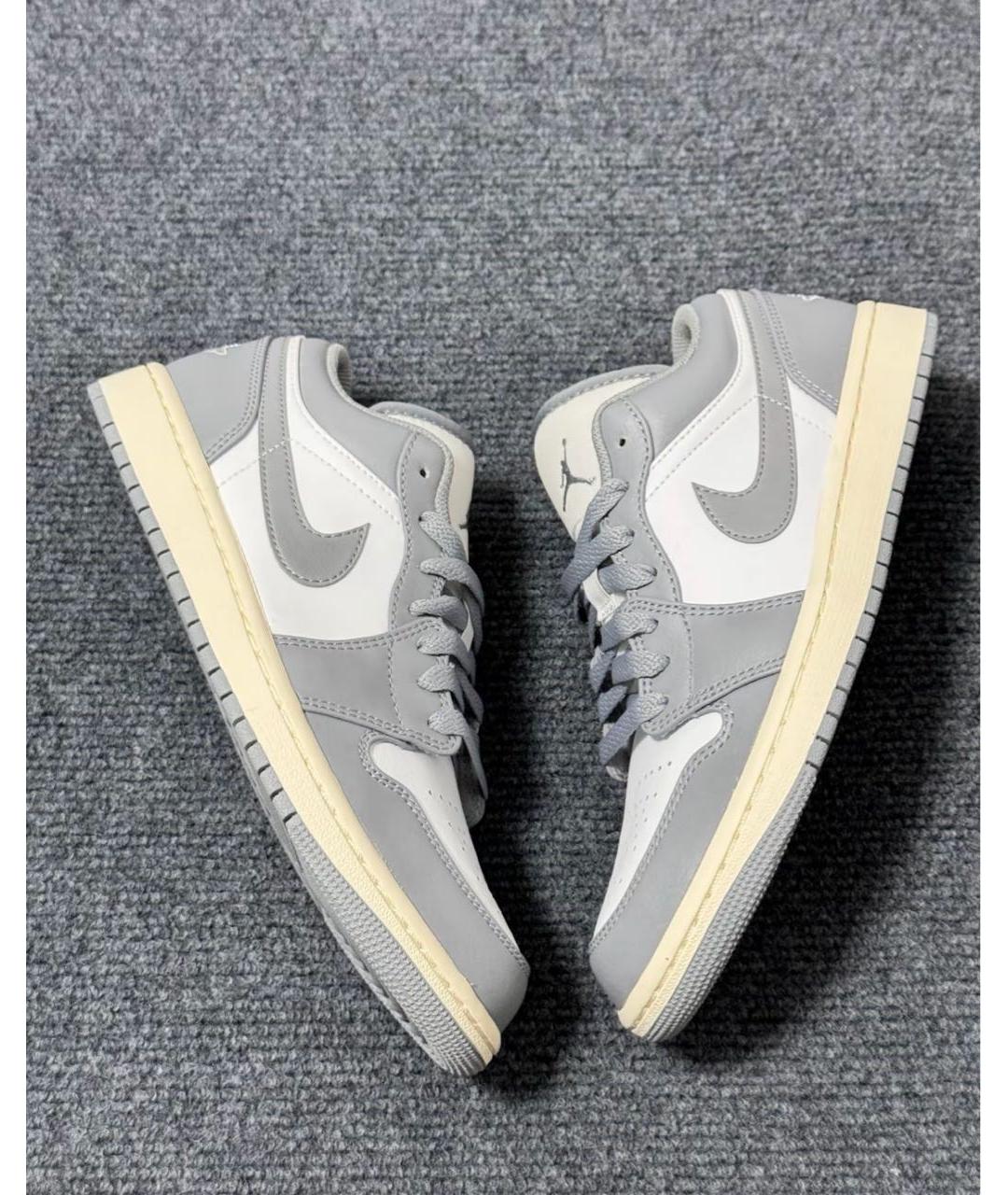 JORDAN Серые кожаные низкие кроссовки / кеды, фото 5