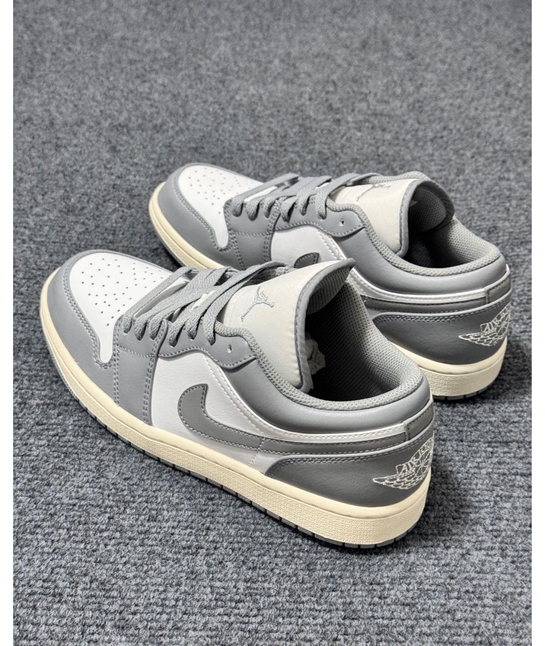 JORDAN Серые кожаные низкие кроссовки / кеды, фото 6