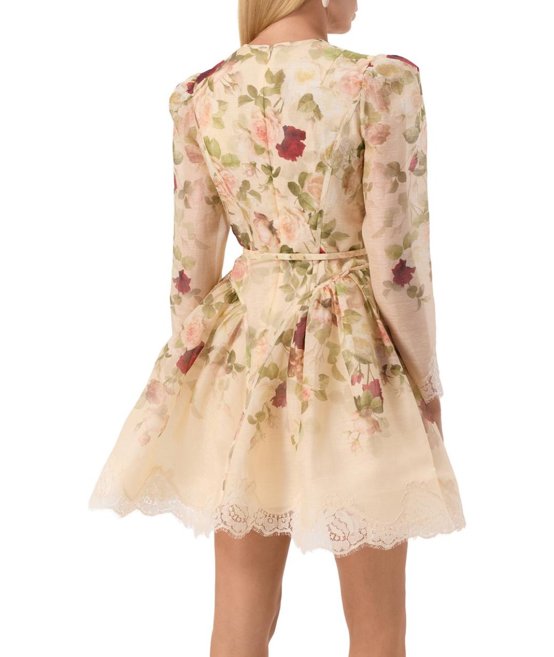 ZIMMERMANN Бежевое шелковое платье, фото 2