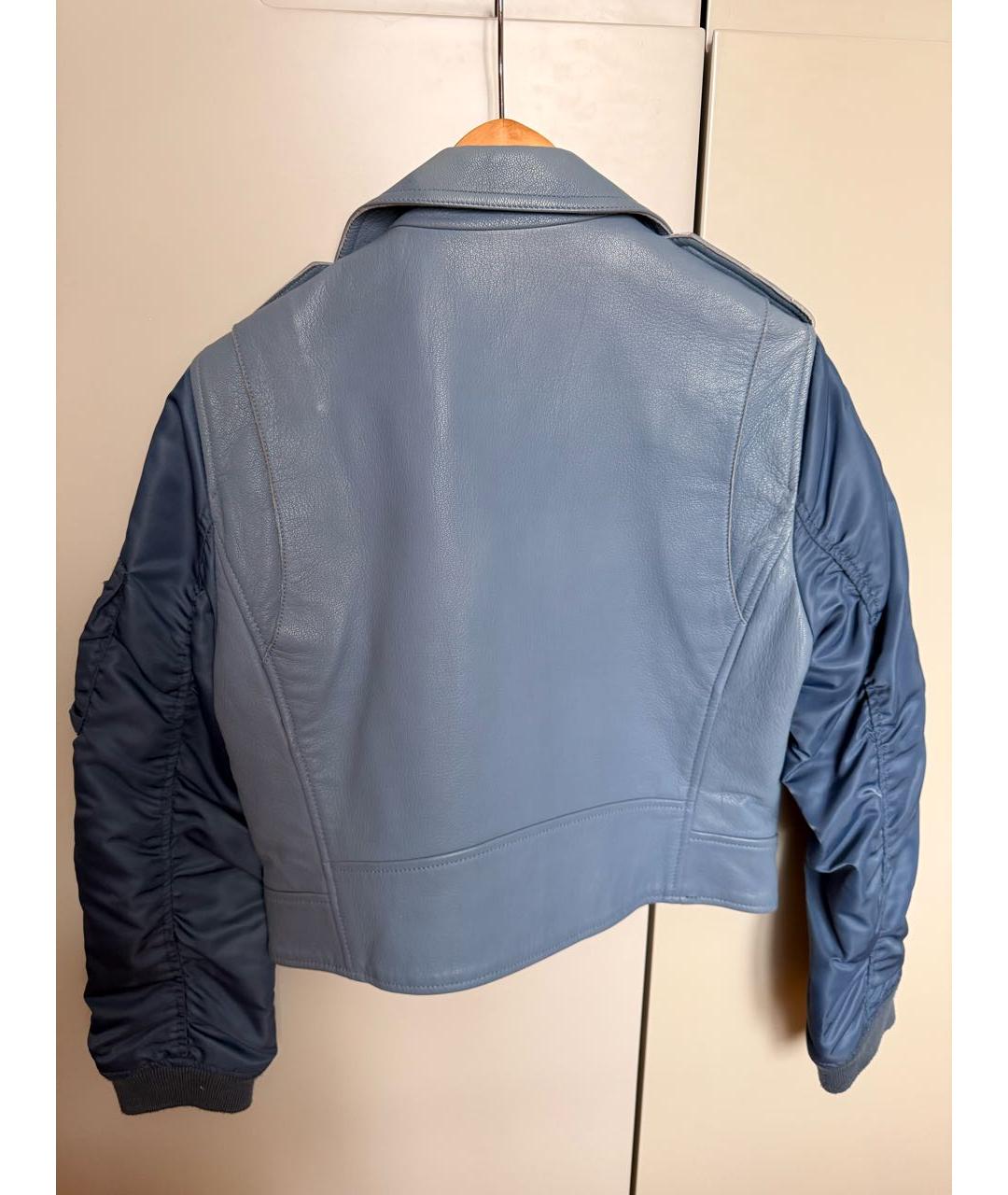 SANDRO Голубая кожаная куртка, фото 2
