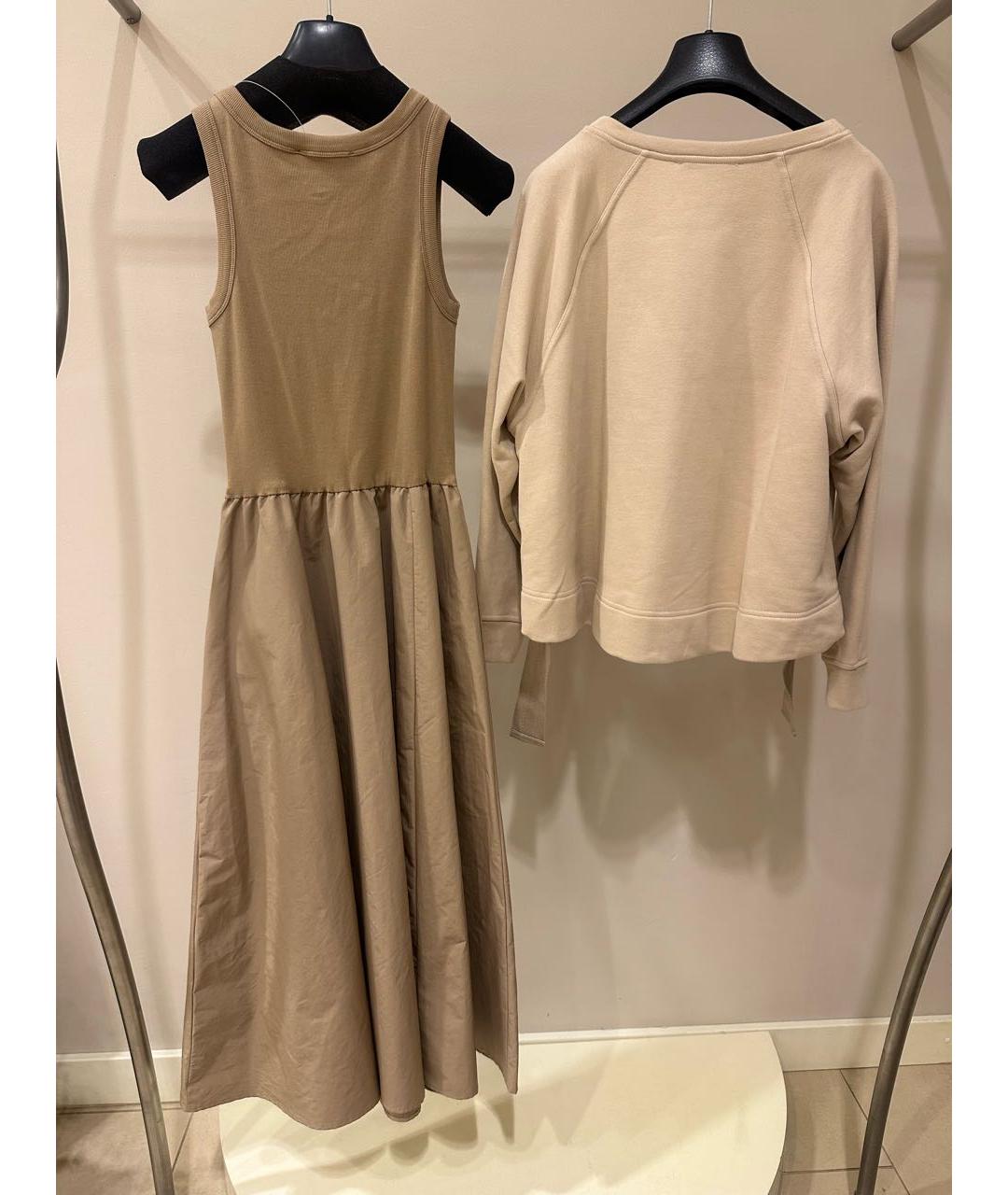 WEEKEND MAX MARA Бежевое хлопковое повседневное платье, фото 3