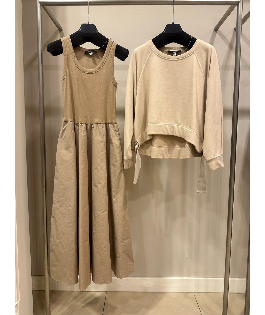 WEEKEND MAX MARA Бежевое хлопковое повседневное платье, фото 2